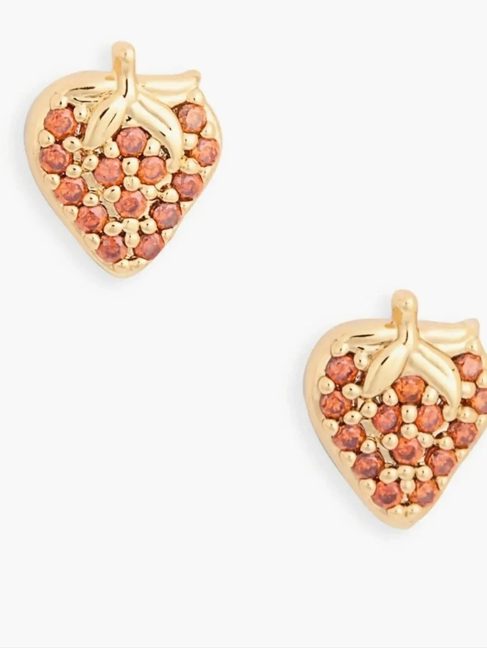 🍓▪️kate spade ▪️Mini Gold-Tone Pavè Strawberry Stud Earrings